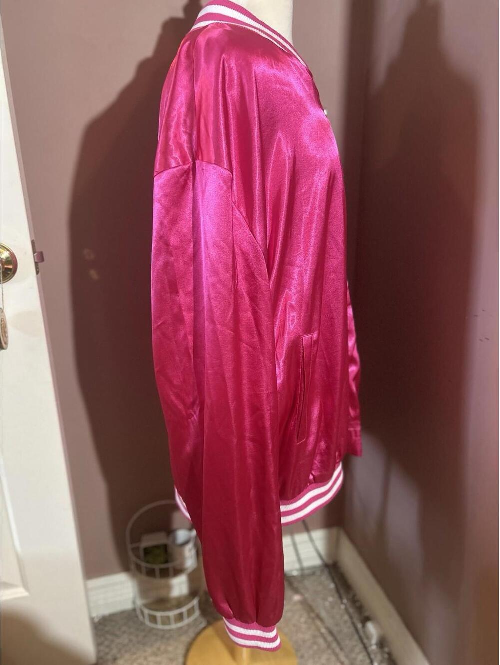 NFL Apparel Washington Commanders Satin Jacket Womens 5X Full Zip Pink Sparkly - Picture 6 of 12